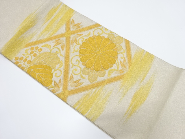 JAPANESE KIMONO / VINTAGE FUKURO OBI / TSUZURE / WOVEN KIKU & PAULOWNIA